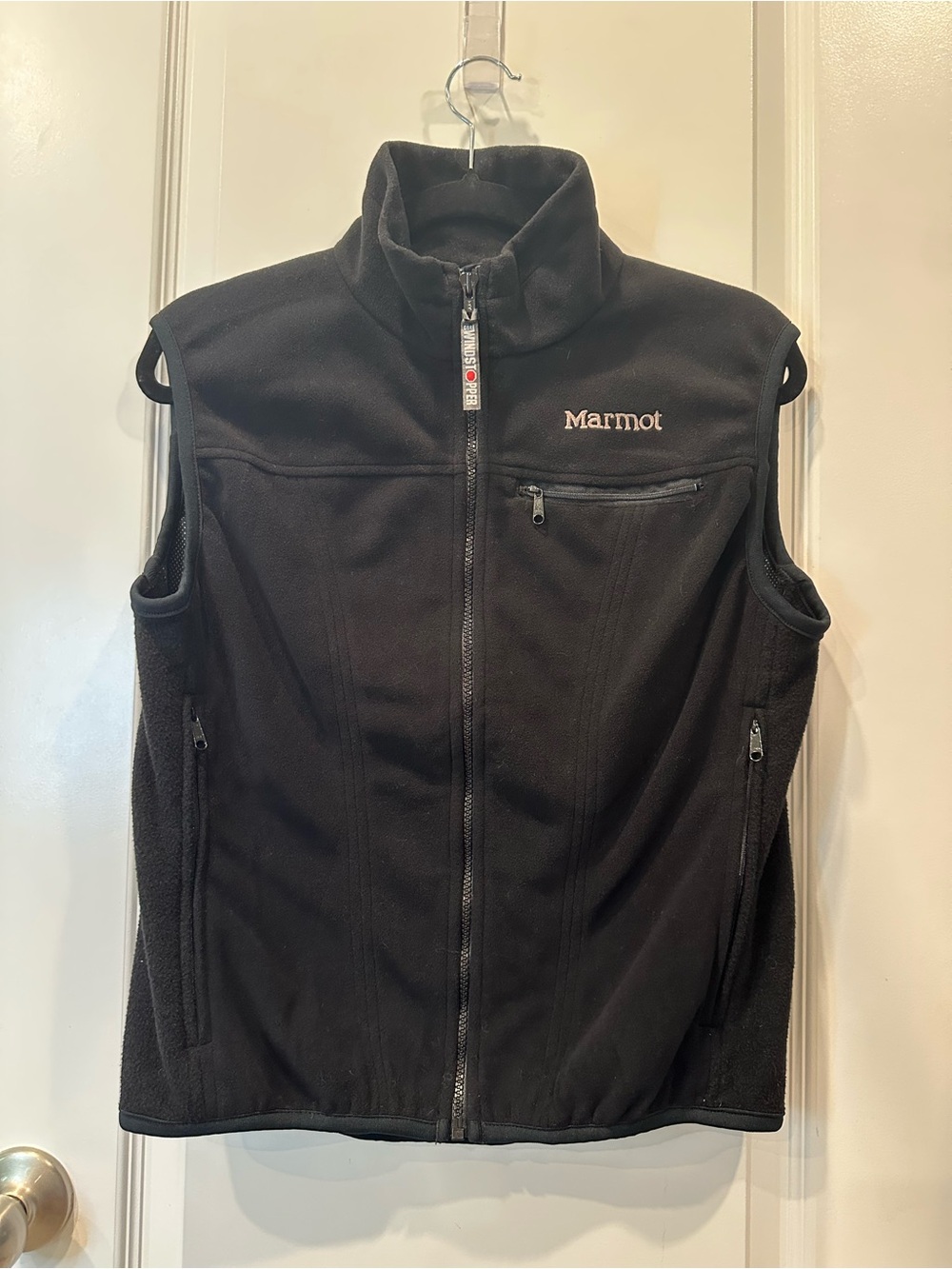 Marmot Black Fleece Zip Vest with Chest Pocket